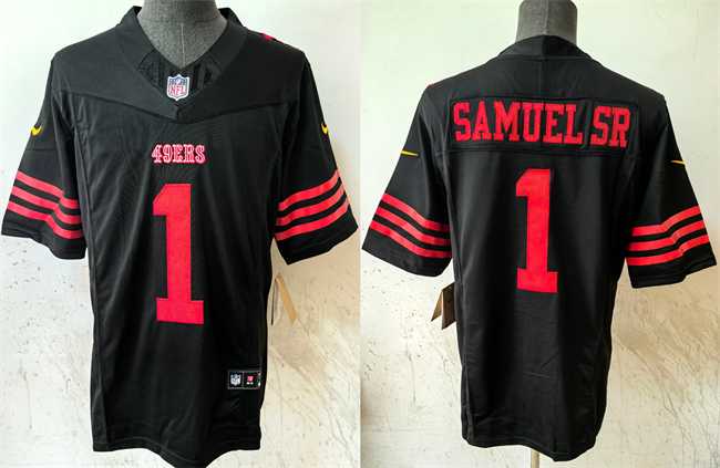 Men%27s San Francisco 49ers #1 Deebo Samuel Sr Black 2024 FUSE Vapor Limited Stitched Jersey->san francisco 49ers->NFL Jersey